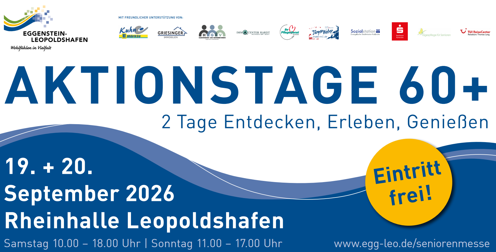 Banner der Aktionstage 60+ der Gemeinde Eggenstein-Leopoldshafen